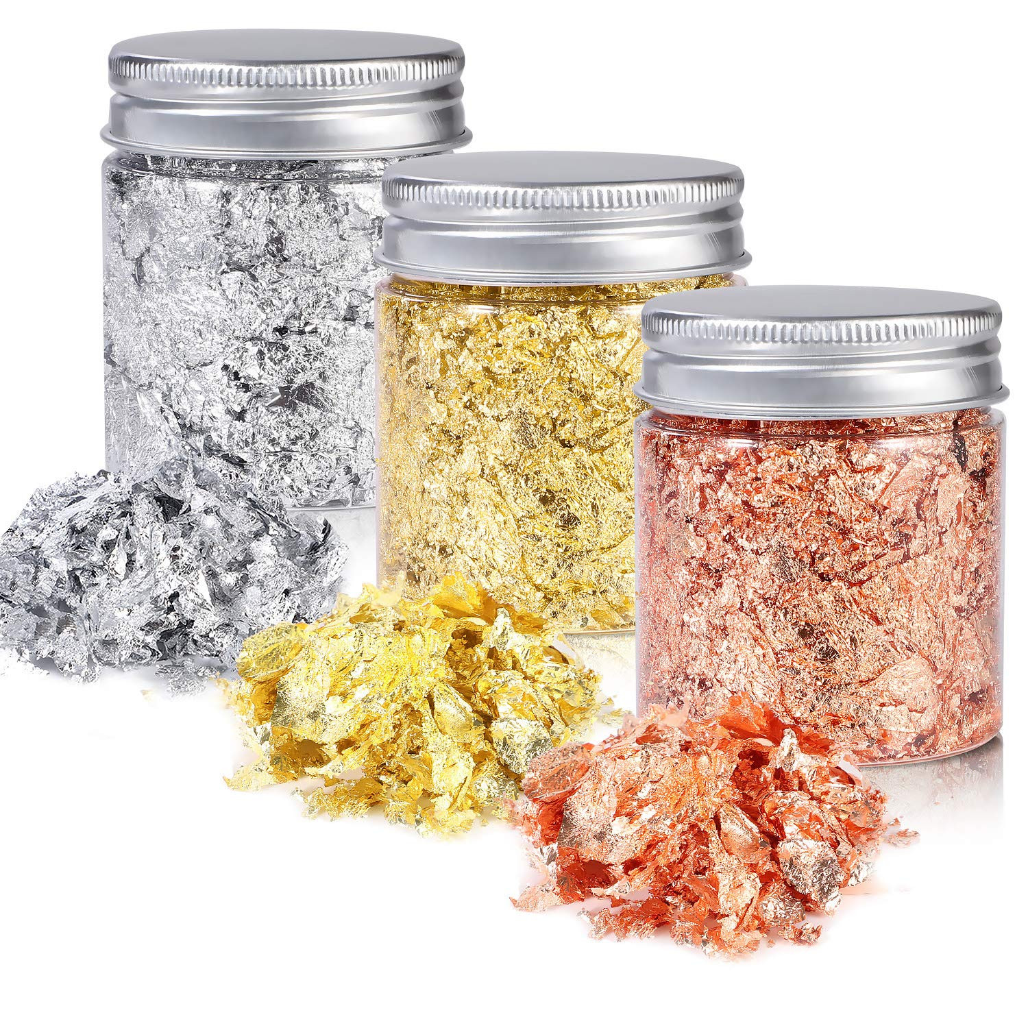 Gold Foil Flakes for Resin,3 Bottles Metallic Foil Flakes 15 Gram,Imitation Gold Foil Flakes Meta... | Amazon (US)