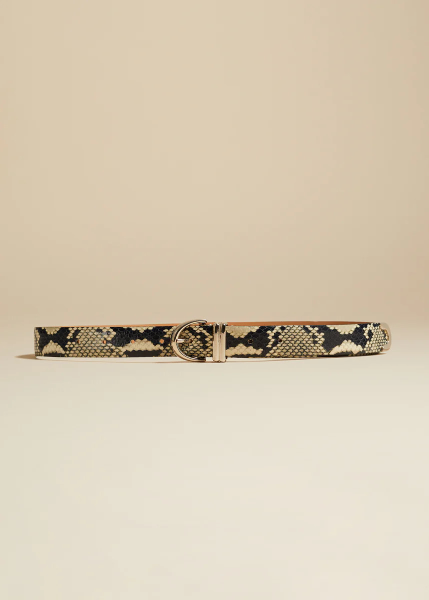 The Bambi Belt in Python-Embossed Leather with Silver | Khaite