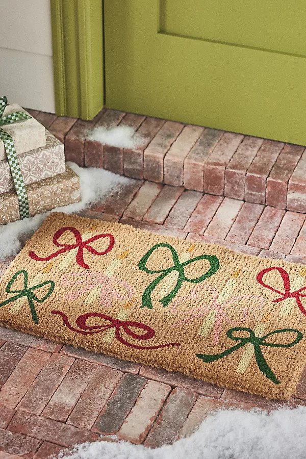 Bow Candles Printed Coir Doormat | Anthropologie (US)