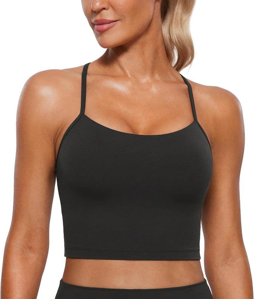 CRZ YOGA Womens Butterluxe Y Back Longline Sports Bras - Spaghetti Straps Racerback Padded Yoga B... | Amazon (US)