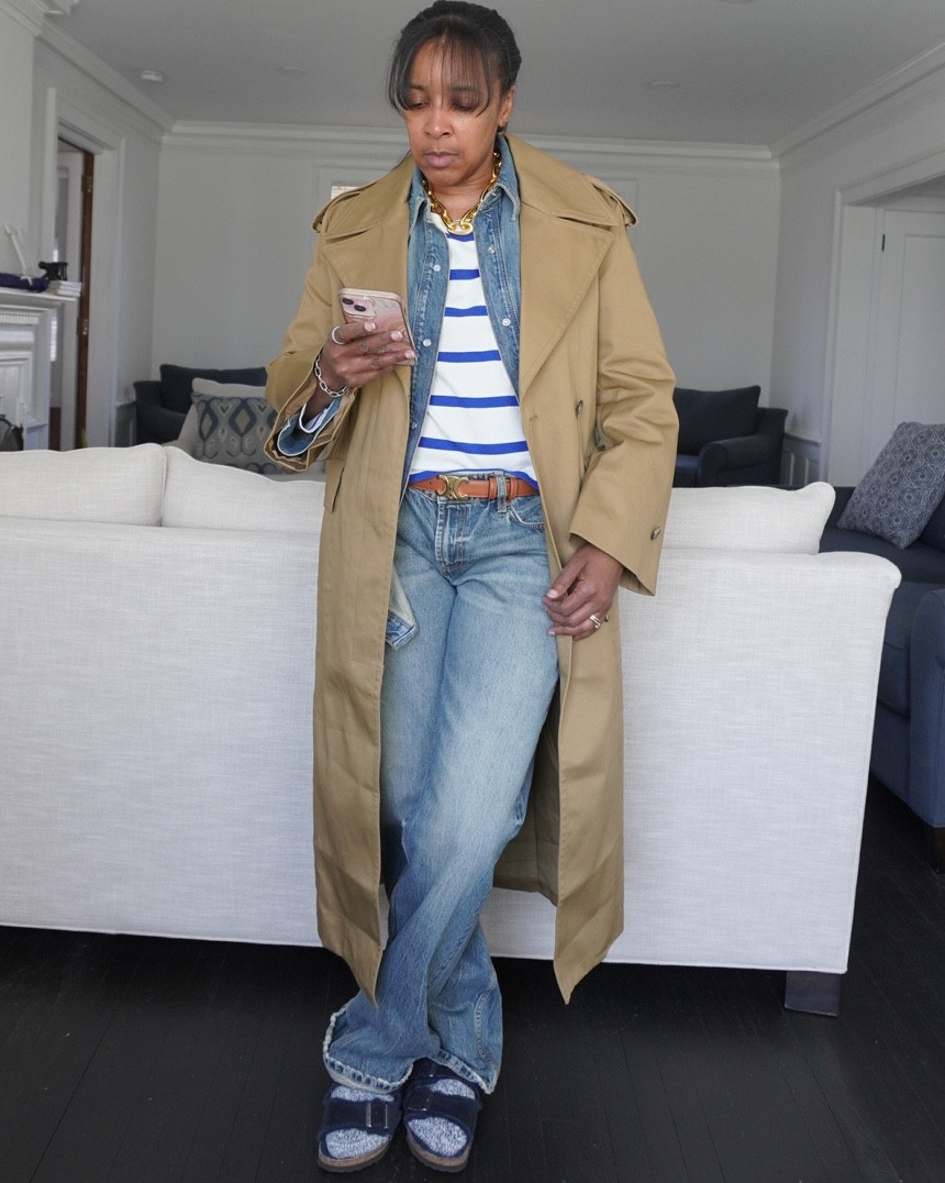 Spring casual outfit zara jeans H&M denim shirt trench coat 

#LTKSpringSale 

#LTKOver40 #LTKStyleTip