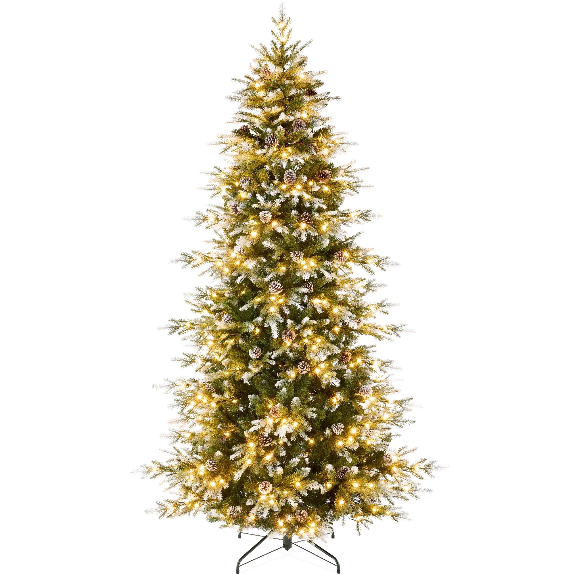 Best Choice Products 4.5ft Pre-Lit Flocked Slim Aspen Noble Fir Christmas Tree w/ 750 Branch Tips... | Walmart (US)