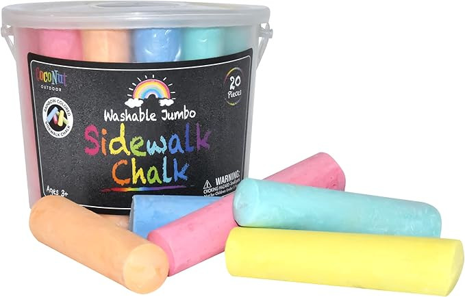 Jumbo Sidewalk Chalk Bucket - 20 Pieces | Non-Toxic Washable Paint | Backyard Outdoor Kids Fun Ac... | Amazon (US)