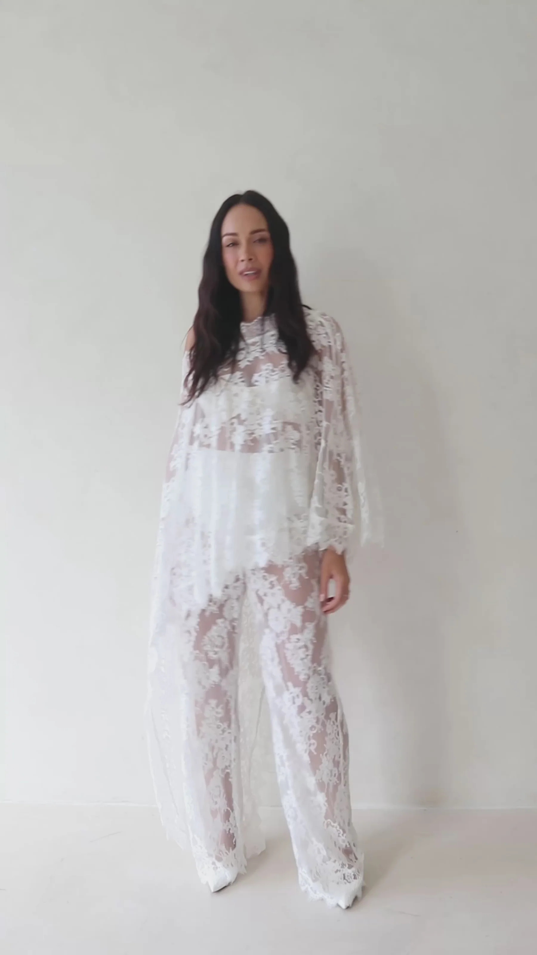 White Sheer Lace Asymmetric Vittoria Top | Sabo Skirt US