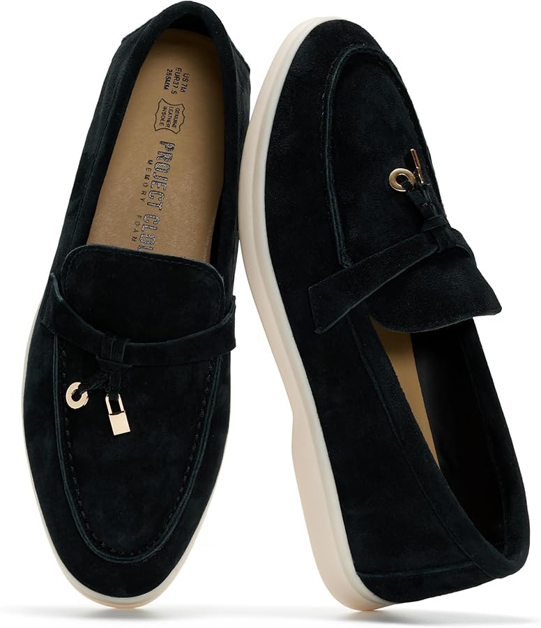 Project Cloud Zapatos 100% de cuero genuino para mujer, mocasines ligeros para mujer con espuma v... | Amazon (US)