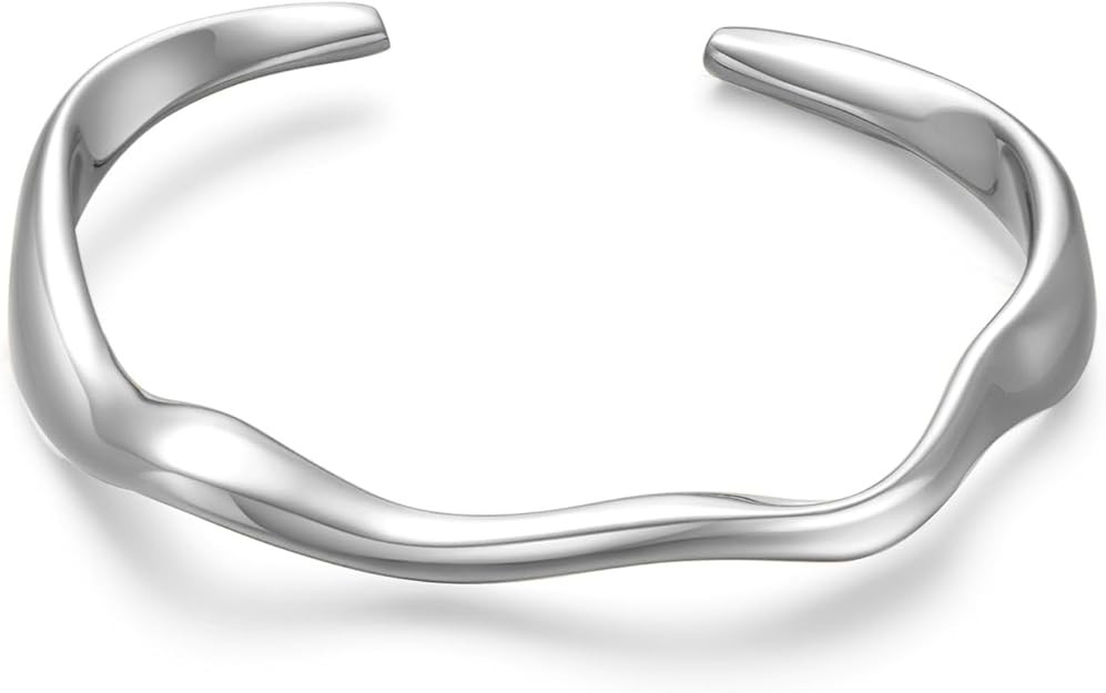 WOWORAMA Teardrop Gold Cuff Bracelets for Women Adjustable 18K Gold Plated Chunky Open Cuff Bangl... | Amazon (US)