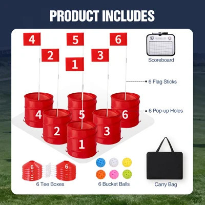 Portable 6-Hole Bucket Golf Game Set with Carry Bag, Outdoor Party Game | Wayfair North America