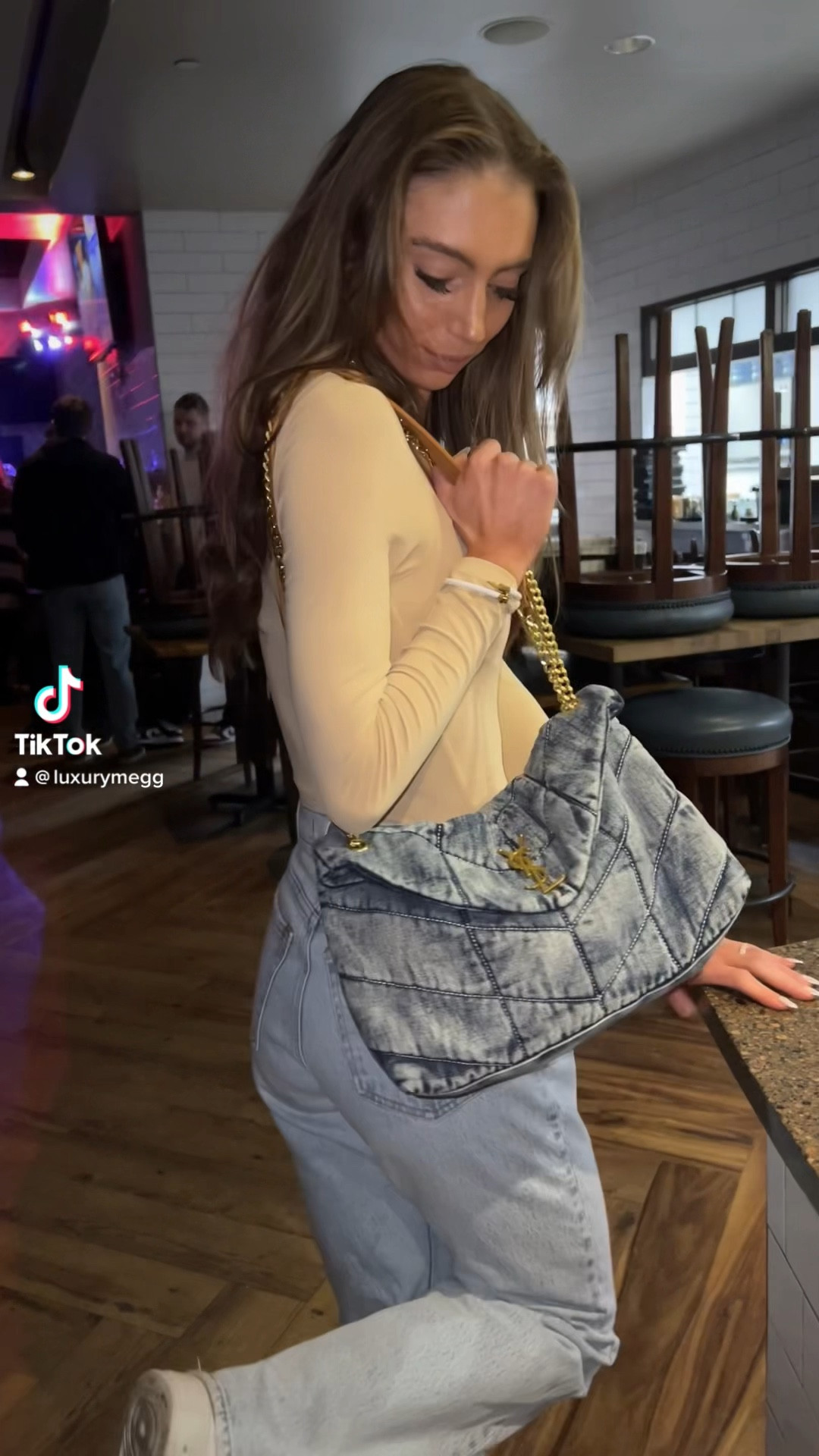 Denim look 
Abercrombie jeans 
YSL denim 
Bodysuit 
AF1 
Night out look 

#LTKSale #LTKFind #LTKunder100