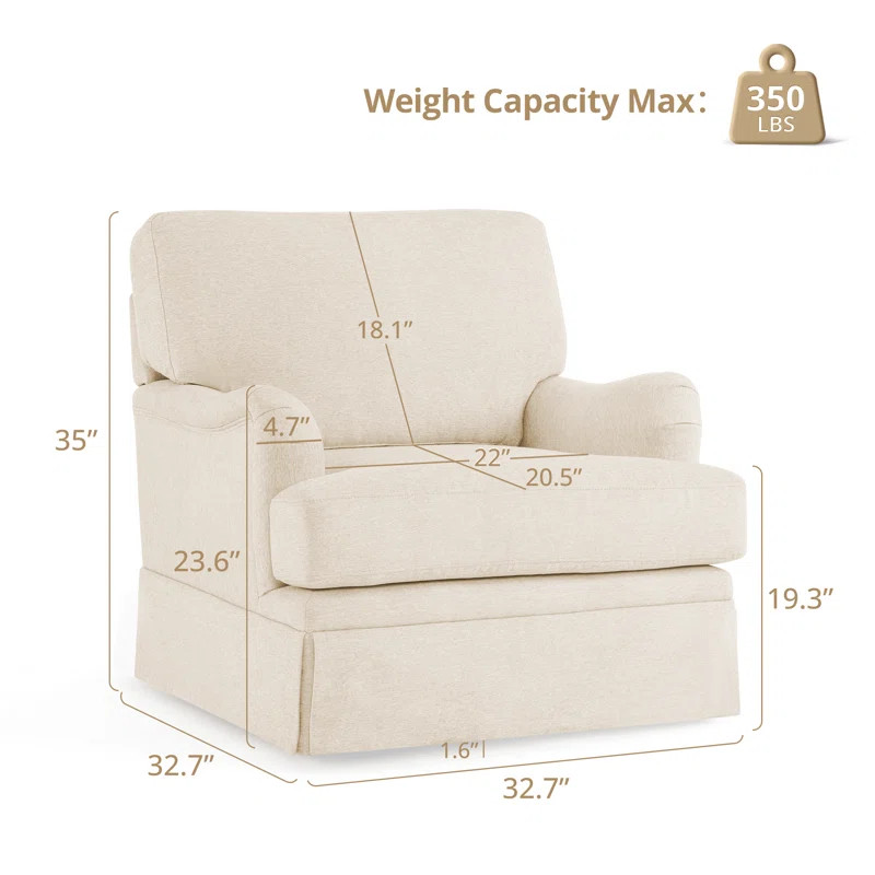 32.7'' Skirted Swivel Accent Arm Chair For Living Room, Bedroom | Wayfair North America