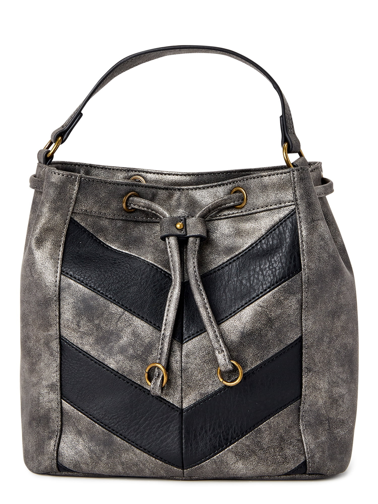 Time and Tru Women's Carmen Bucket Bag Black Gray | Walmart (US)
