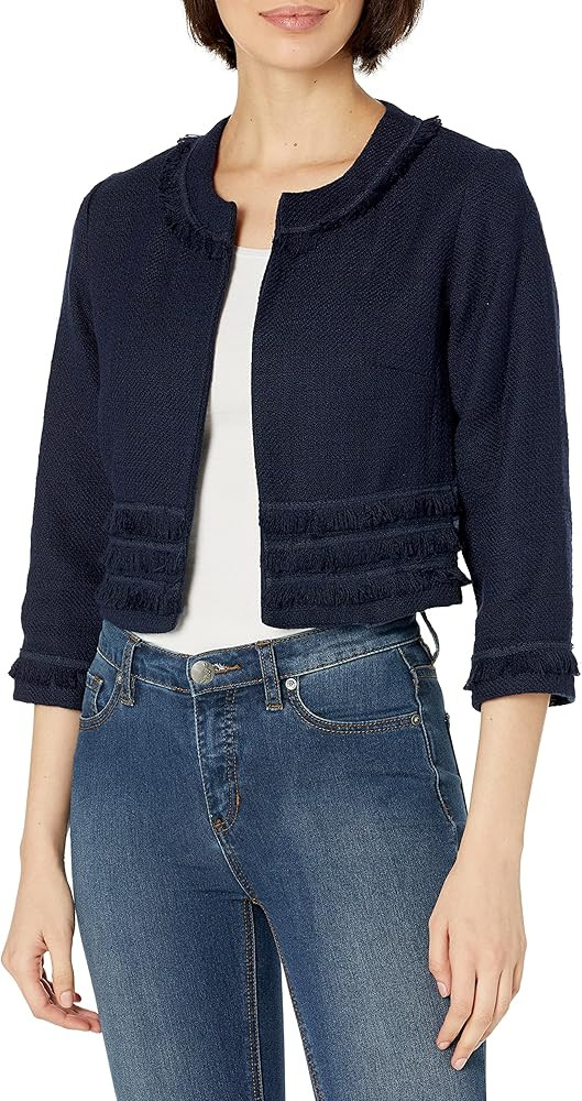 Karl Lagerfeld Paris Women's Tweed Open Front Jacket | Amazon (US)