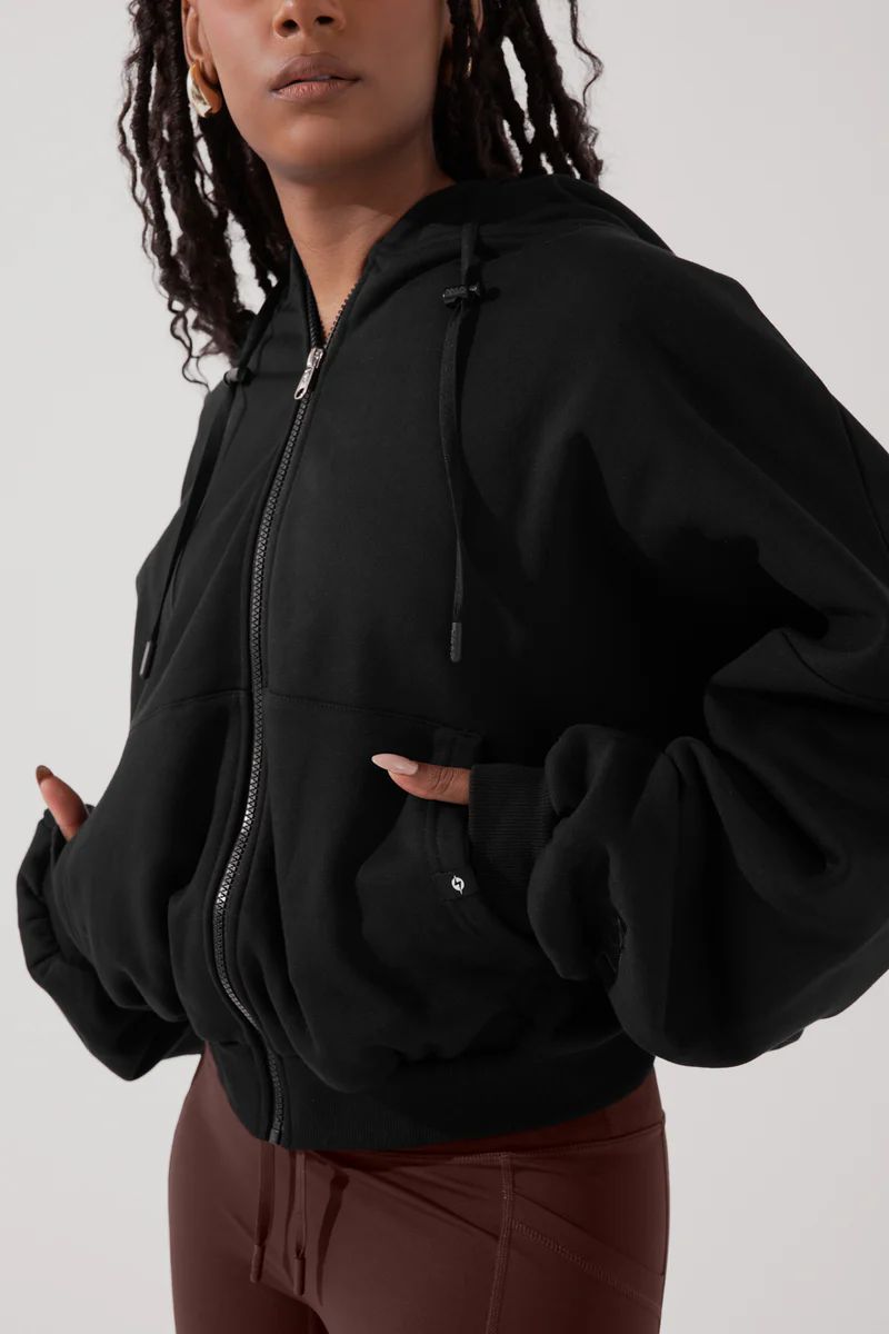 Zip Cloud Hoodie - Black | POPFLEX