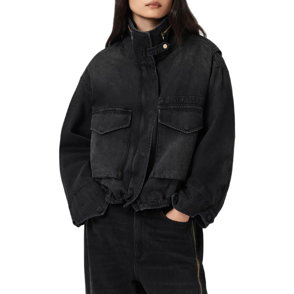 AllSaints Clay Denim Jacket in Washed Black at Nordstrom, Size Large | Nordstrom