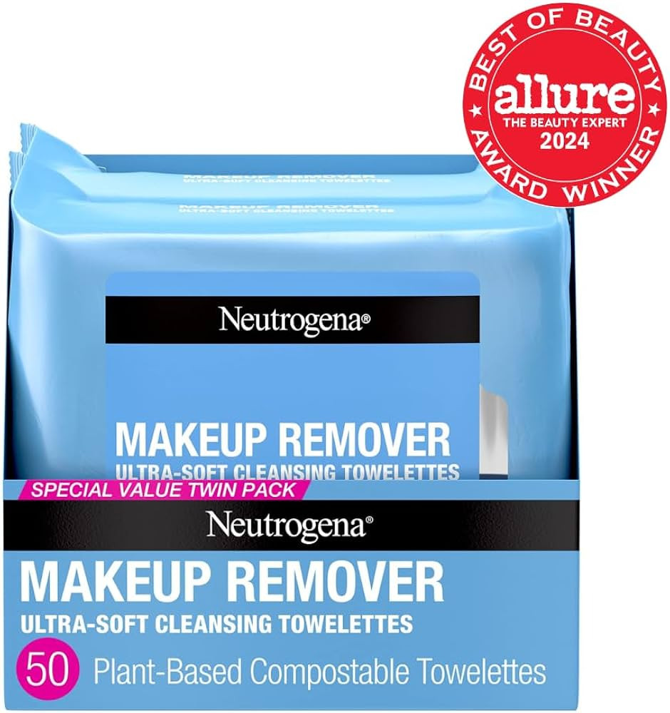 Neutrogena Makeup Remover Wipes, Ultra-Soft Cleansing Facial Towelettes for Waterproof Makeup, Al... | Amazon (US)