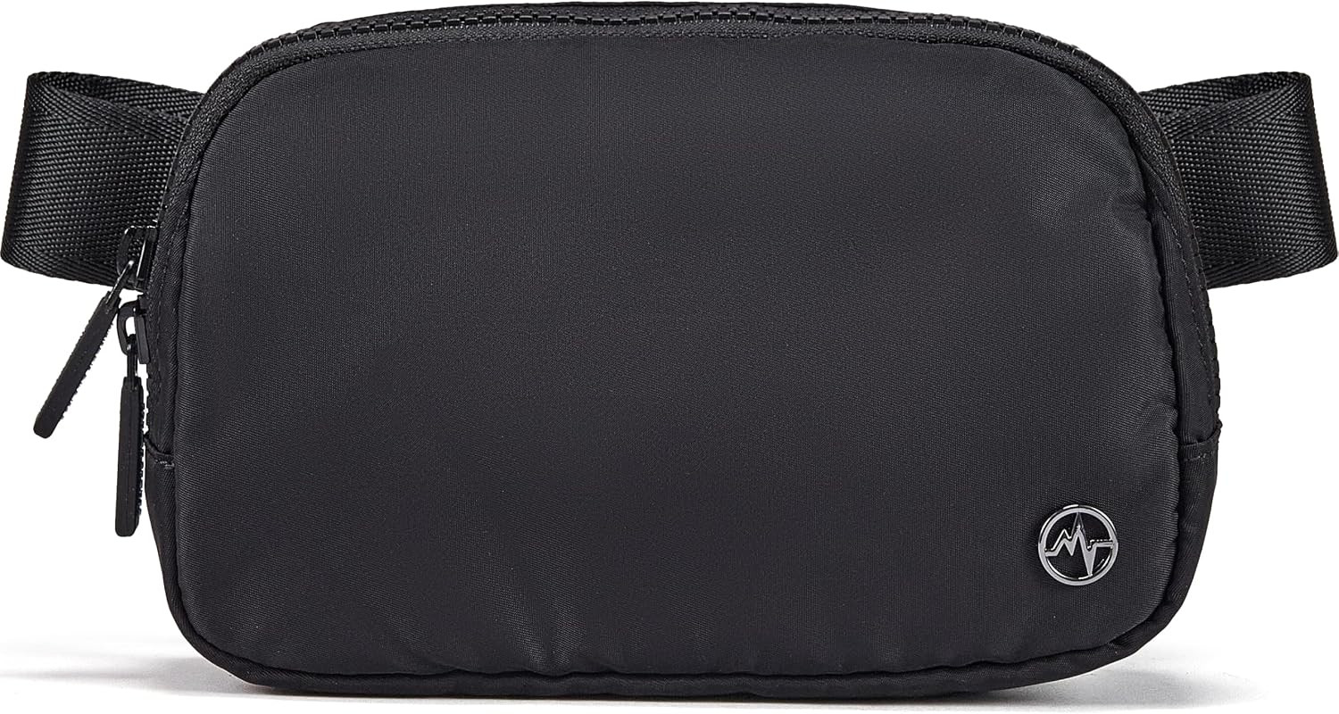 Pander Two Way Zipper Fanny Pack Nylon Everywhere Belt Bag for Women, Water Repellent Waist Packs, Crossbody Bags with Adjustable Strap (Black). | Amazon (US)