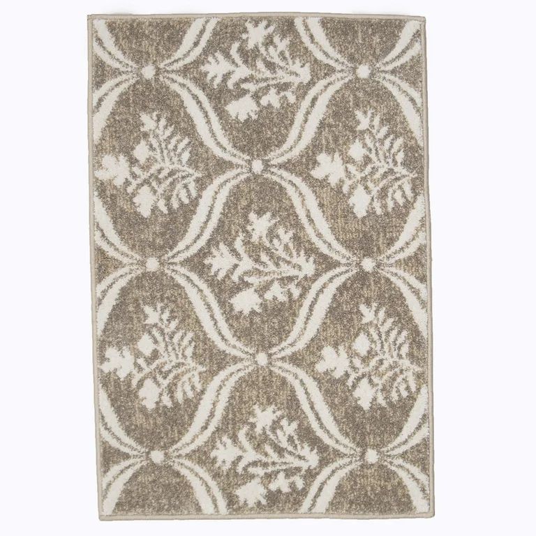 My Texas House Willow 2' x 5'6" Taupe Grey Floral Indoor Area Rug | Walmart (US)