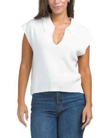 Cap Sleeve V-neck Knit Polo | TJ Maxx