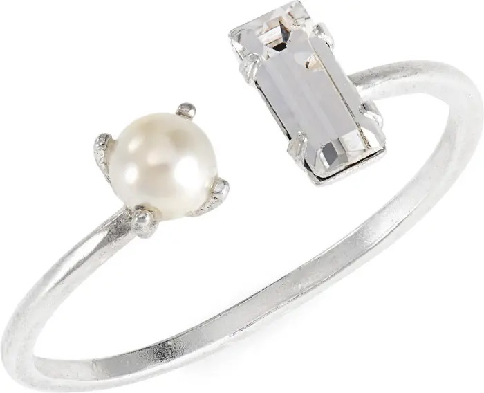 Bing Bang Open Imitation Pearl & Crystal Ring | Nordstrom | Nordstrom