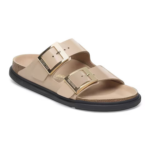 Arizona Droplet Buckle Natural Leather Patent High Shine New Beige | BIRKENSTOCK | Birkenstock USA