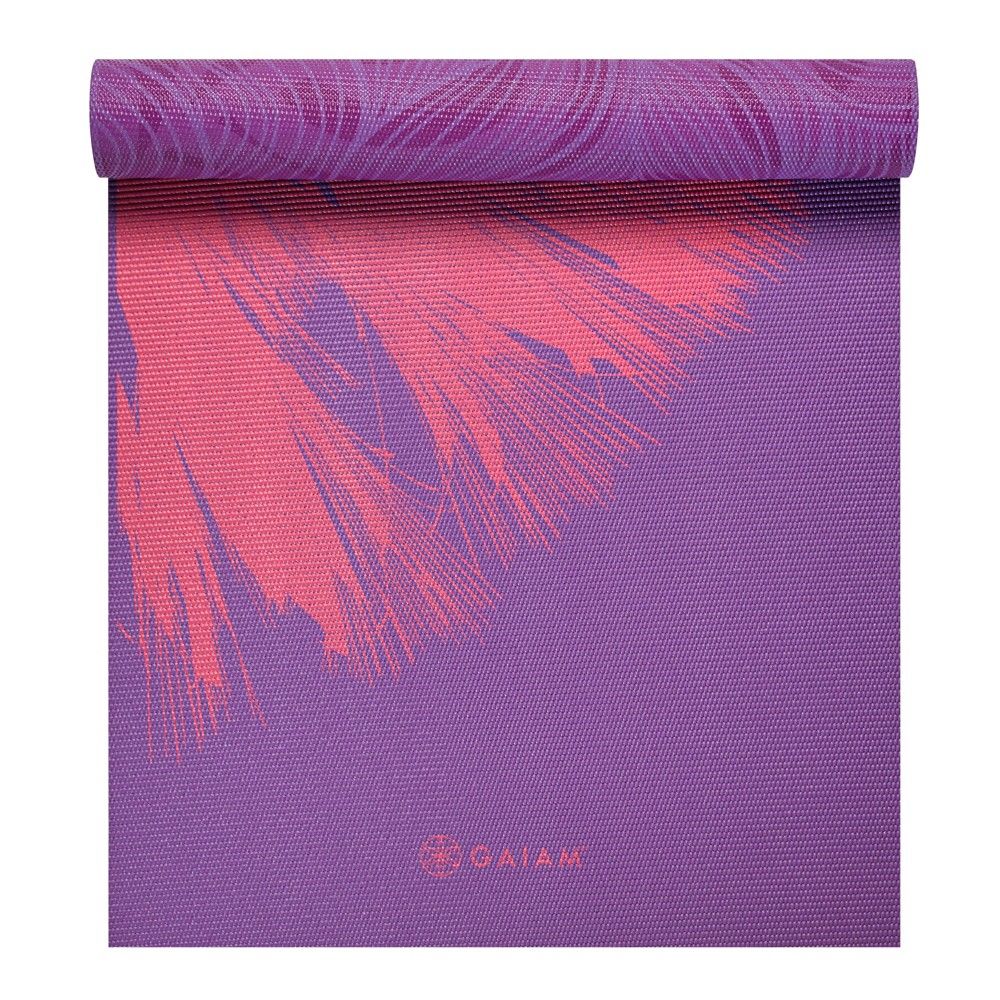 Gaiam Premium Reversible Yoga Mat - Purple Flower Print (6mm) | Target