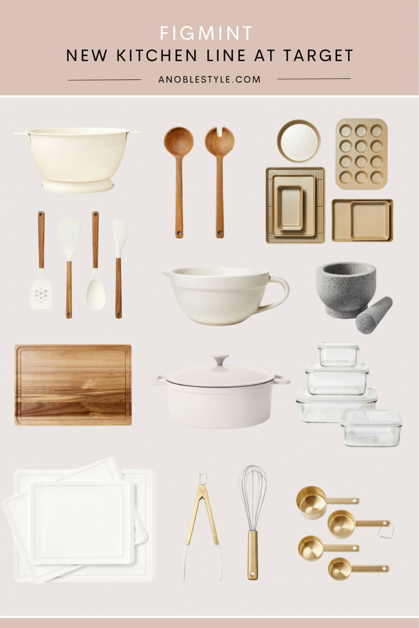 Figmint - Targets new kitchen line. 
Affordable + aesthetically pleasing kitchen items. 

Target home. cookware. bakeware. cooking utensil. crock pot. mint green cookware. sage. blue. kitchen towel. olive oil cruet. salt and pepper canisters. acacia wood cutting board. bread coard. baking. loaf pan. colander. batter bowl. ceramic mixing bowls. stainless steel. modern traditional kitchen. modern farmhouse kitchen. stoneware. crock pot. #LTKsalealert #LTKstyletip

#LTKhome #LTKfindsunder100 #LTKfindsunder50