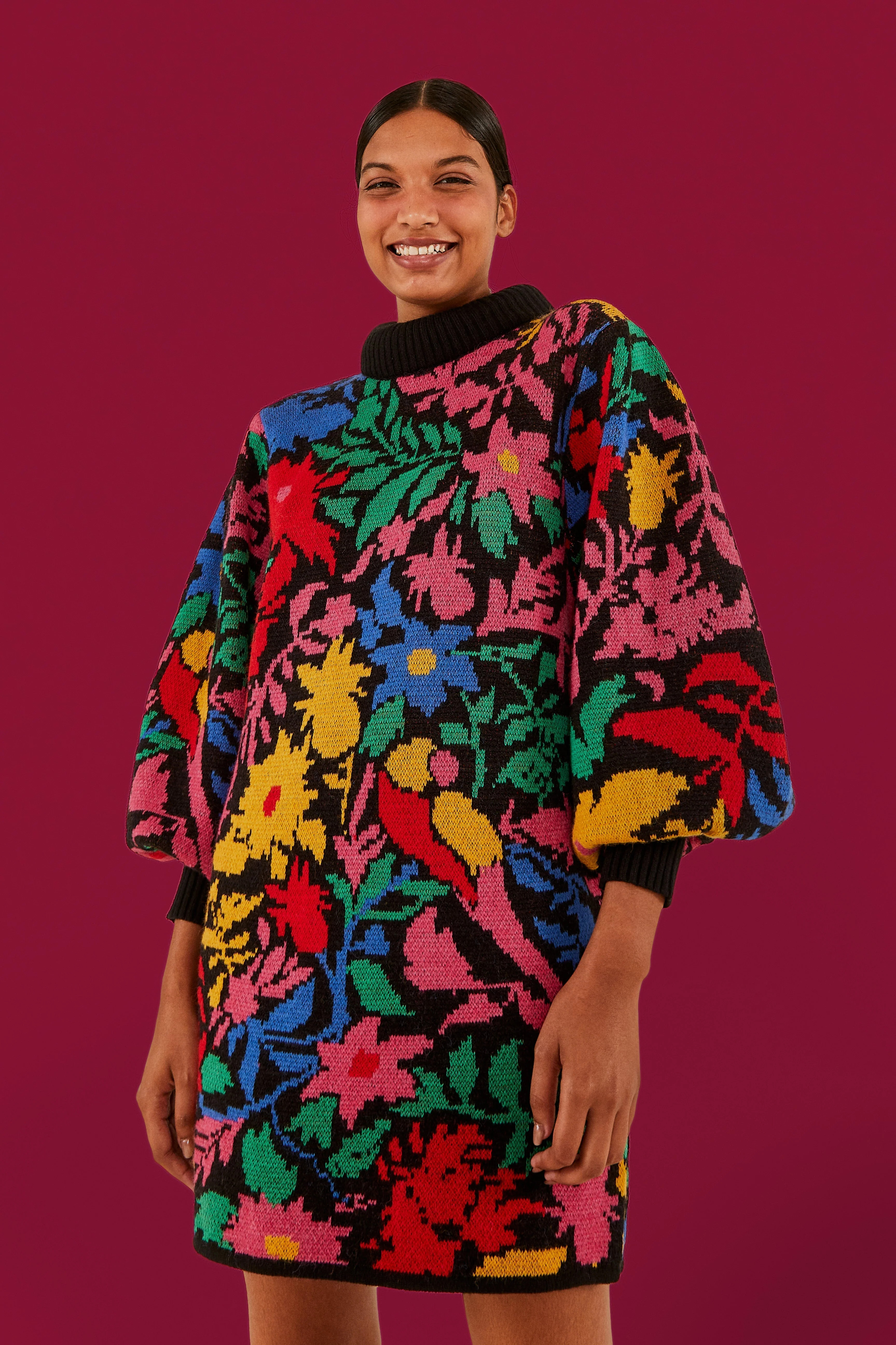 Tropical Garden Sweater Dress | FarmRio (US)