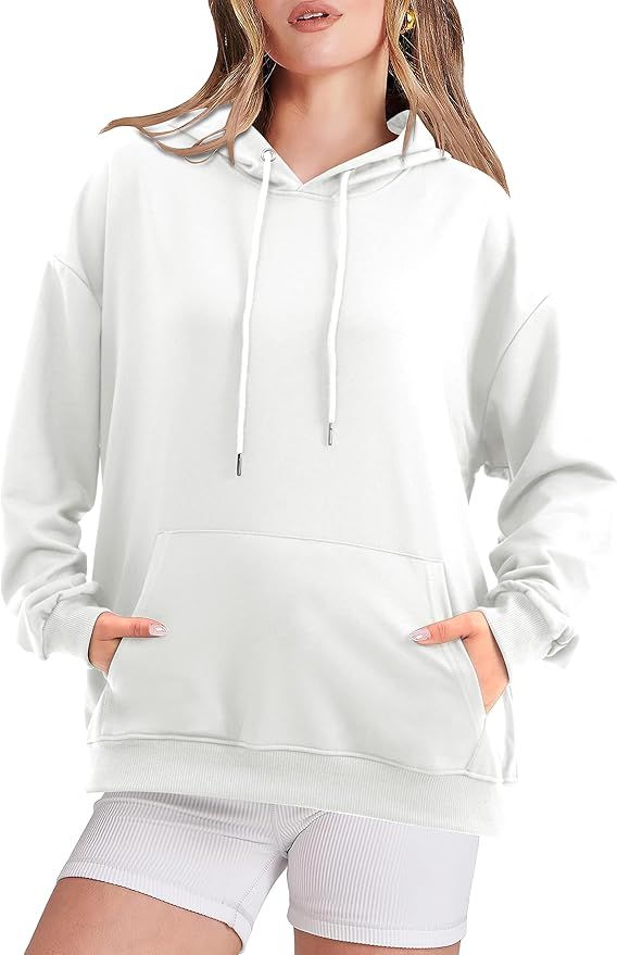 Amoretu Women's Hoodies Long Sleeve Pullover Tops With Pockets Casual Basic Sweatshirt | Amazon (US)