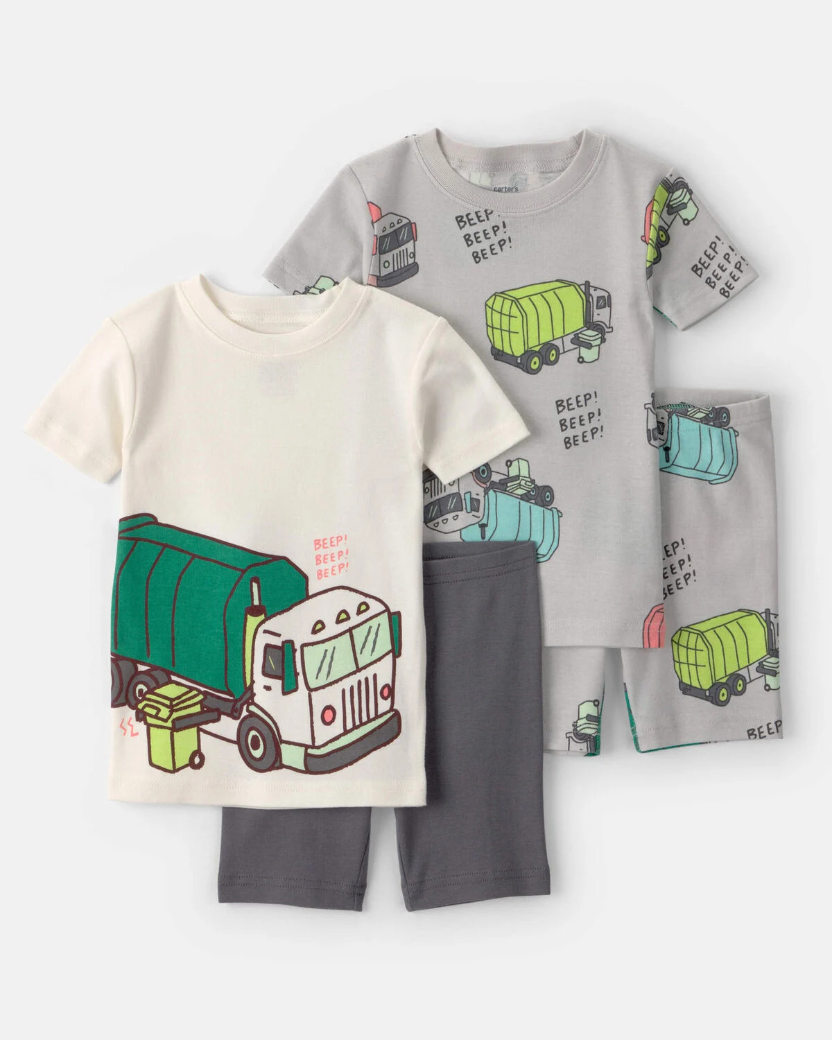 Toddler Boy Trash Truck 100% Cotton Short-Sleeve Snug Fit 4-Piece Pajama Set - Grey | Carter's | Carter's Inc