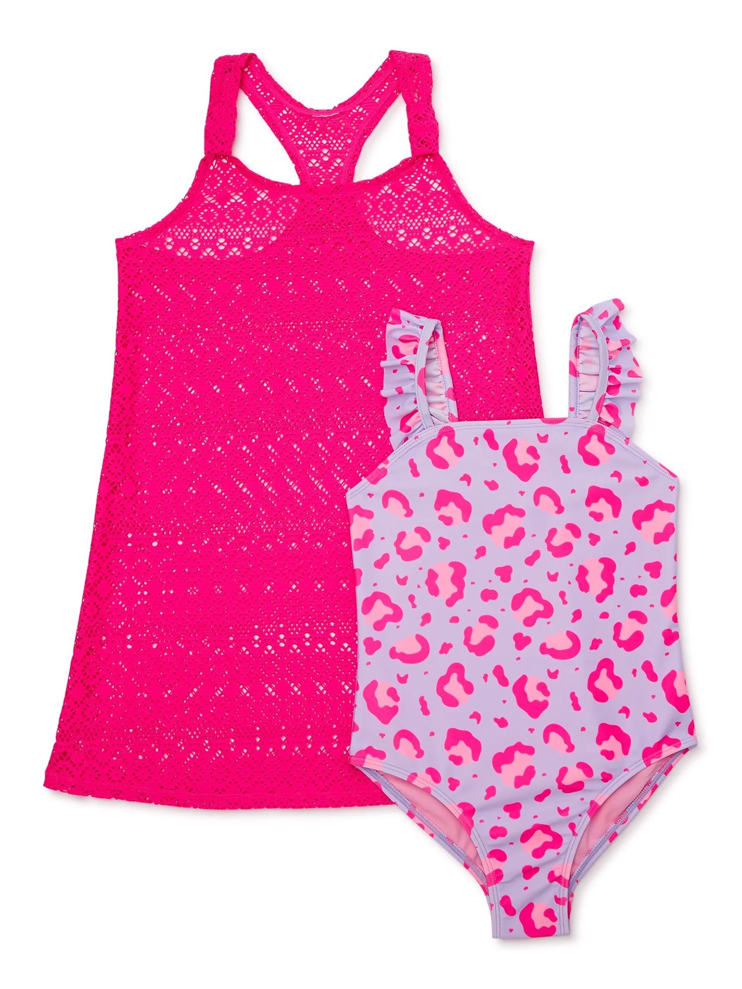 Wonder Nation Girls One-Piece Swimsuit and Dress Set with UPF 50, Sizes 4-18 | Walmart (US)