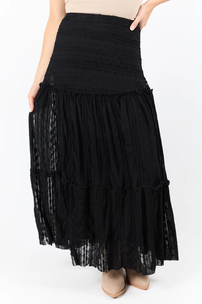 Just Wondering Black Lace Maxi Skirt | Pink Lily