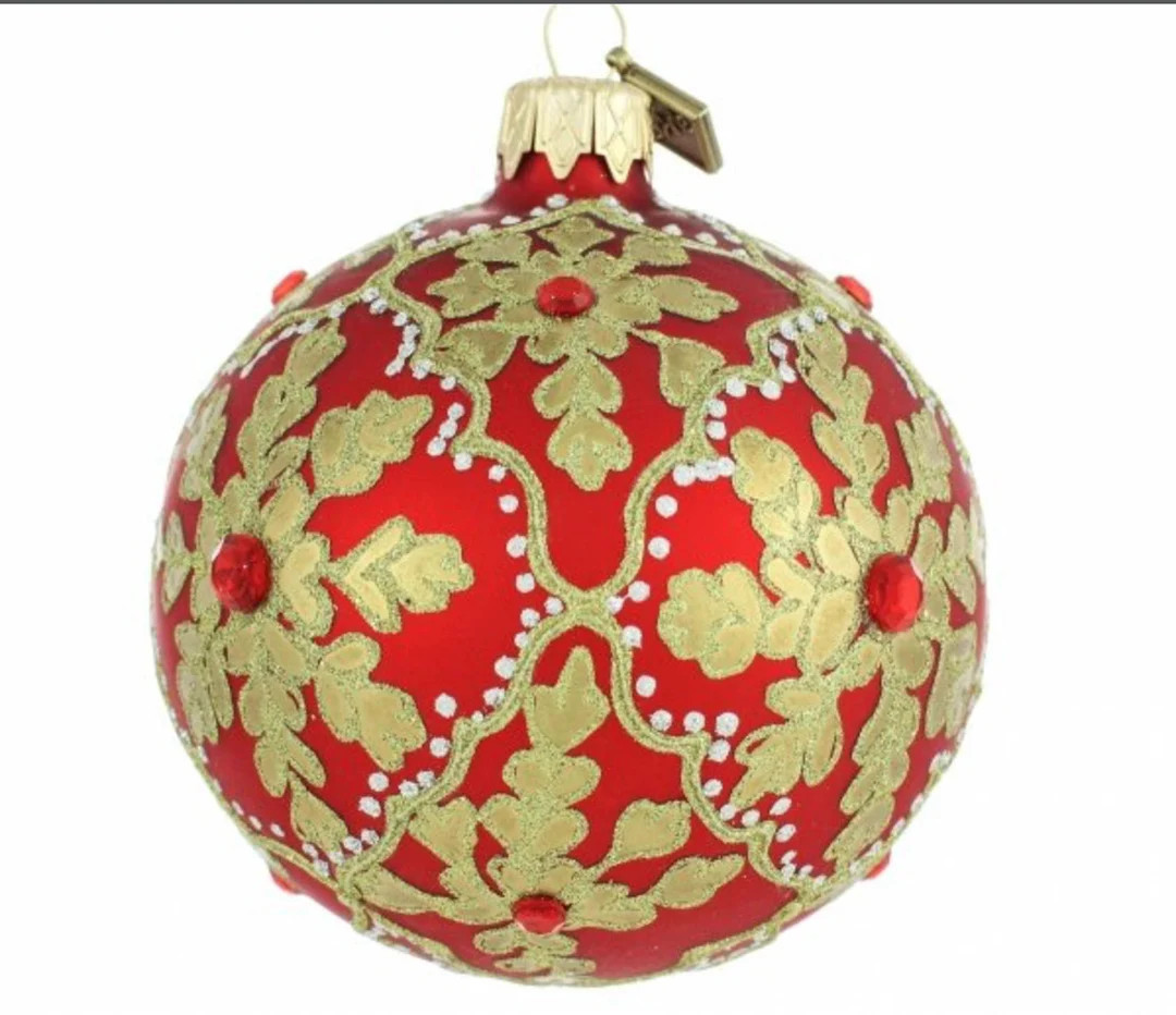 Ruby Handmade Blown Glass Ball Christmas Ornament Made in - Etsy | Etsy (US)