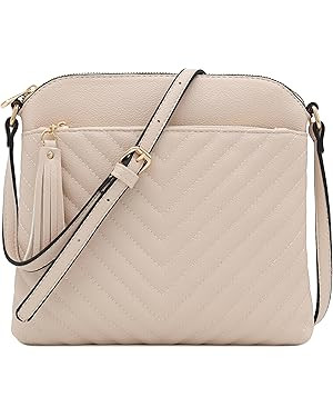 FashionPuzzle Chevron Quilted Medium Crossbody Bag with Tassel Accent | Amazon (US)