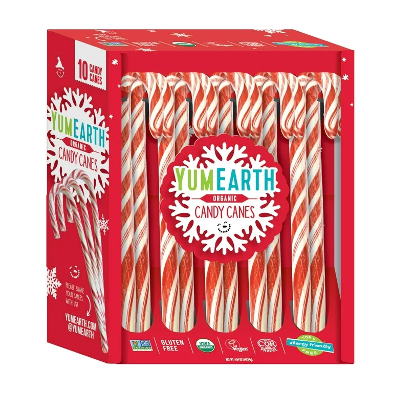 YumEarth Organic Candy Canes - Individually Wrapped Full Size Peppermint Candy Canes - Allergy Fr... | Walmart (US)