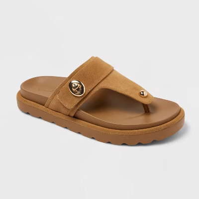 Women's Zuri T-Strap Slide Sandals - Universal Thread™ Tan 5.5 | Target