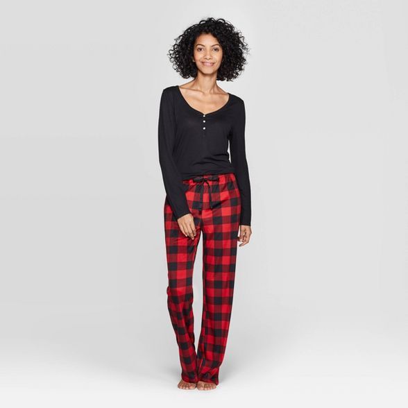 Women's Buffalo Check Henley Sleep Pajama Set - Stars Above™ Black | Target