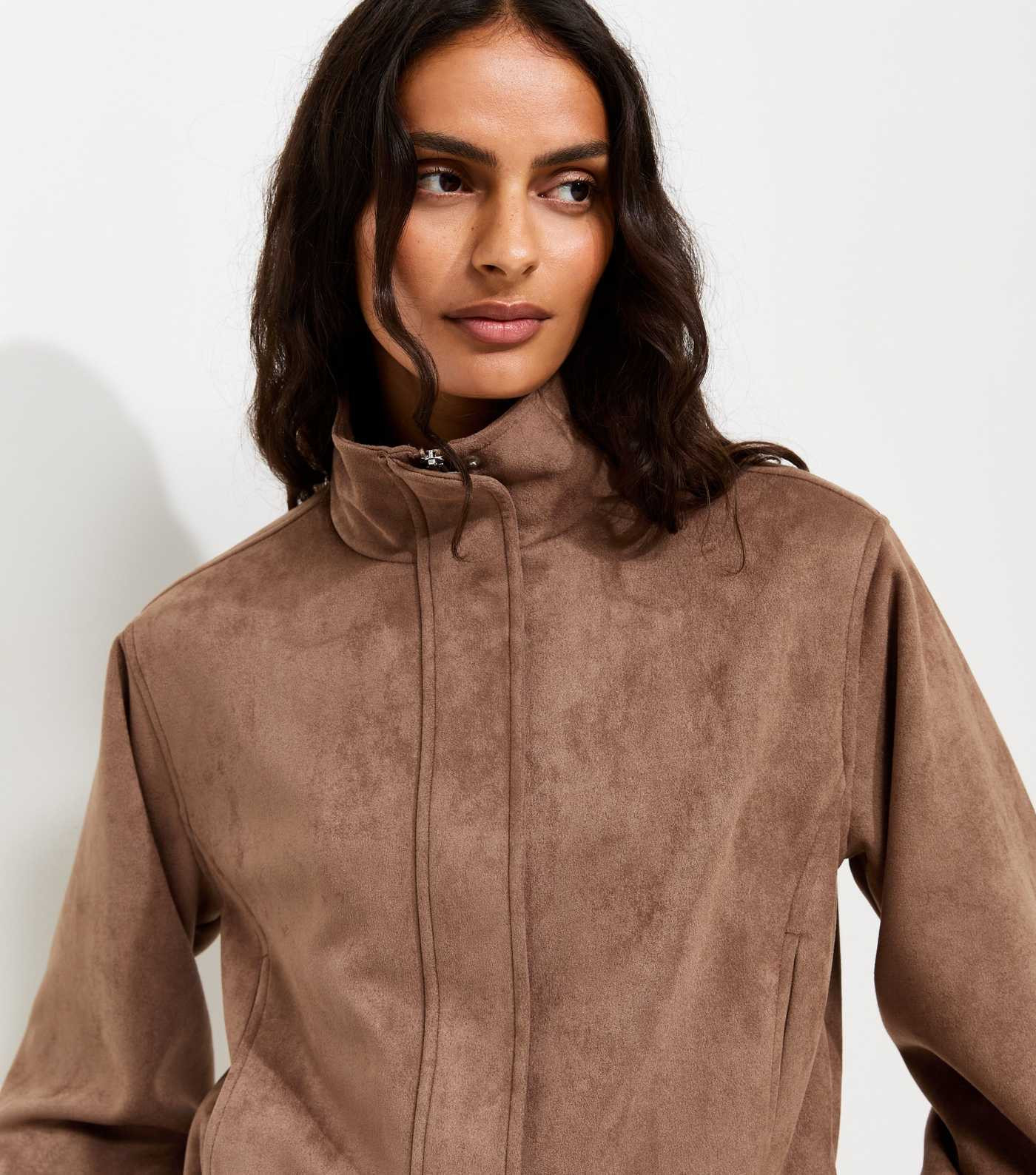Mink Faux Suede Bubble Hem Jacket | New Look | New Look (UK)