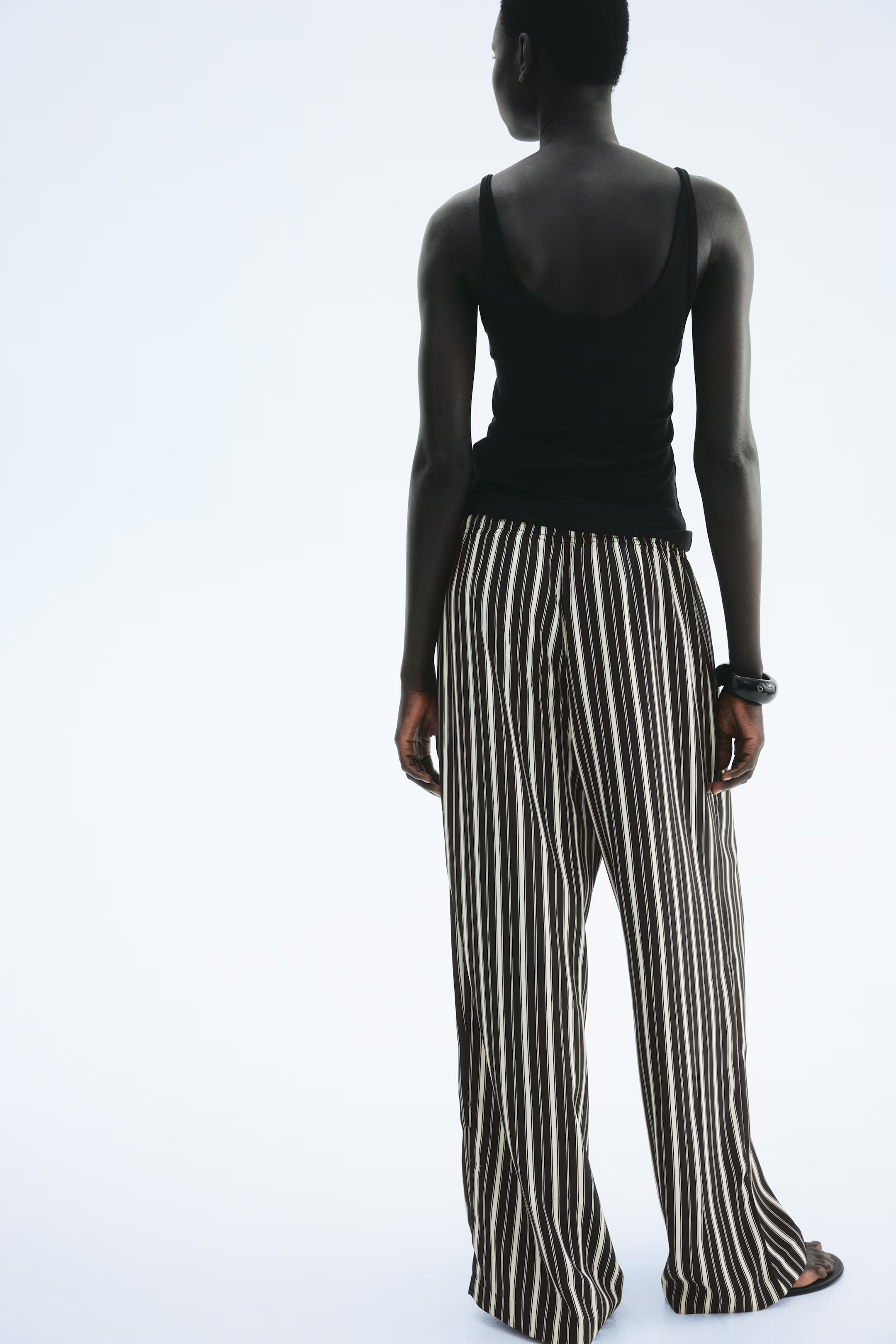 Drawstring Twill Pants - Black/striped - Ladies | H&M CA | H&M (US + CA)