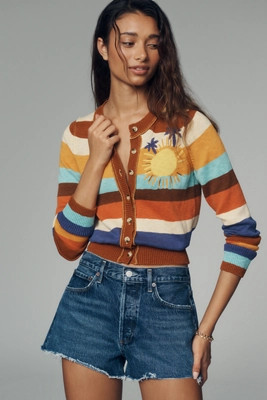 Pilcro Long-Sleeve Crew-Neck Sunshine Cotton Cardigan | Anthropologie (US)