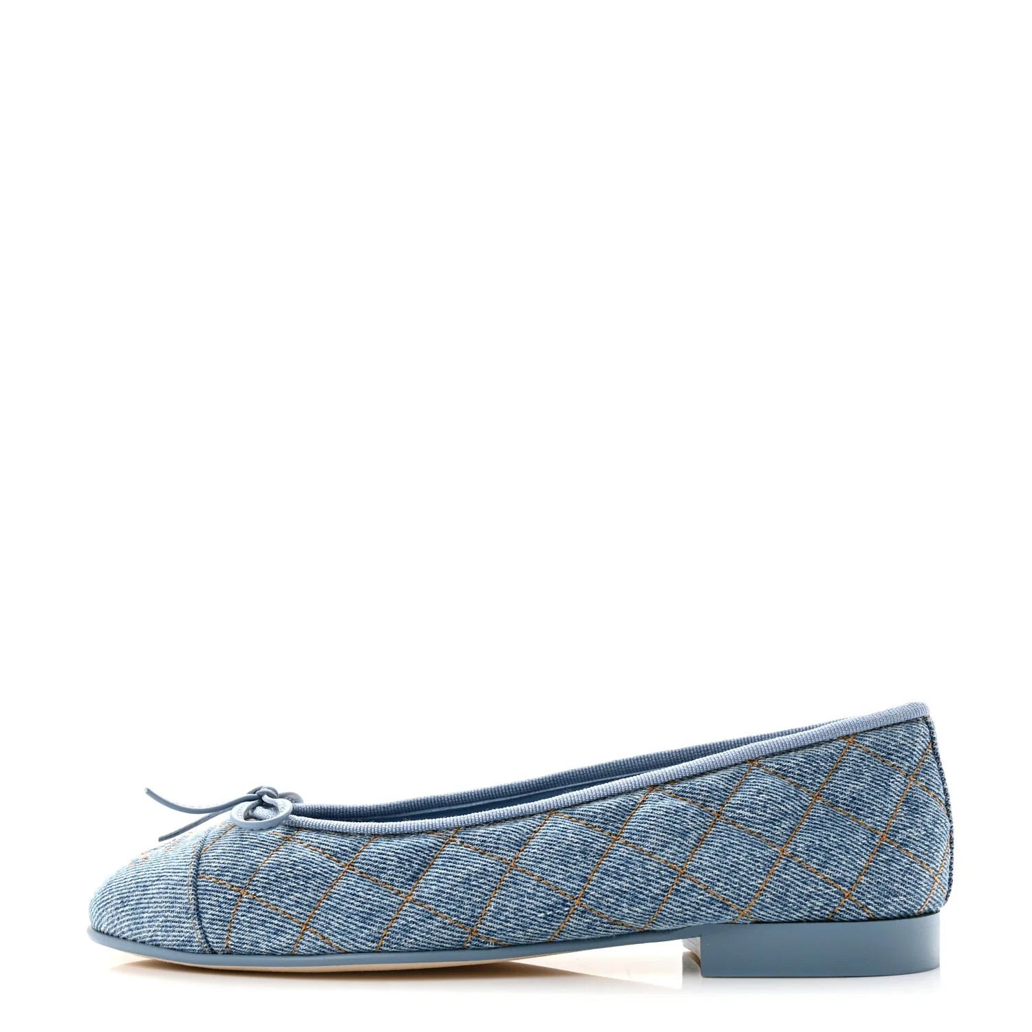 Chanel Denim Quilted CC Cap Toe Ballerina Flats 36 Light Blue 1965105 | FASHIONPHILE (US)