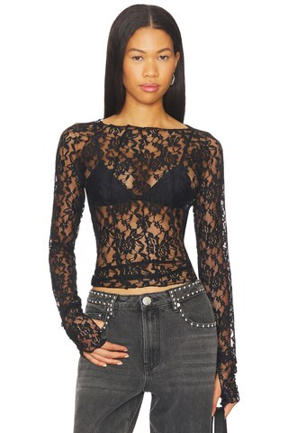 One Teaspoon Wednesday Lace Long Sleeve Top in Black from Revolve.com | Revolve Clothing (Global)