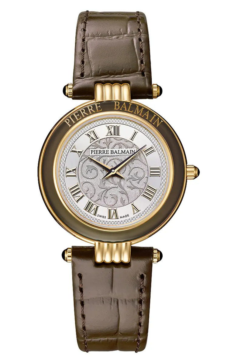 Haute Elegance Leather Strap Watch, 30mm | Nordstrom