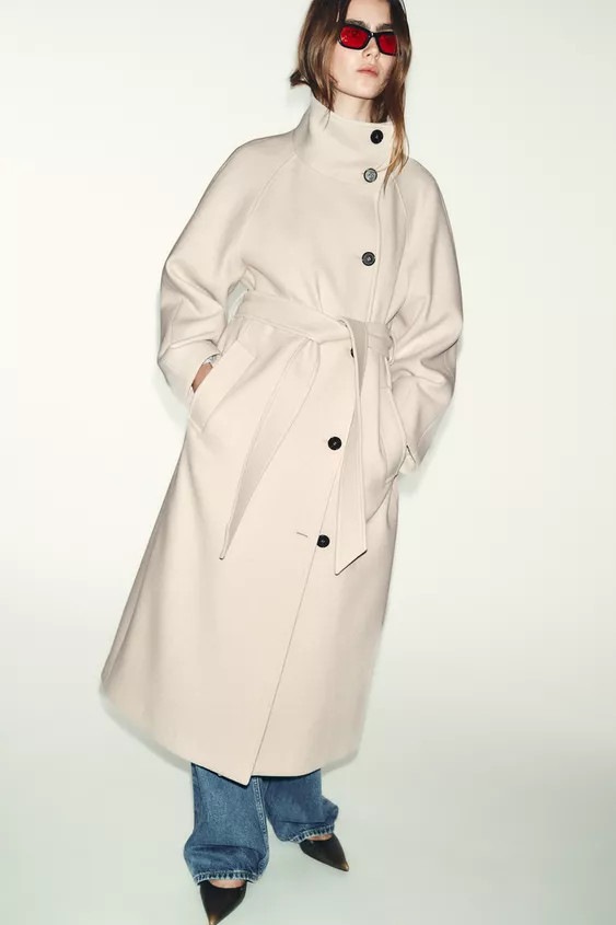 LONG WOOL COAT WITH HIGH NECK | Zara US