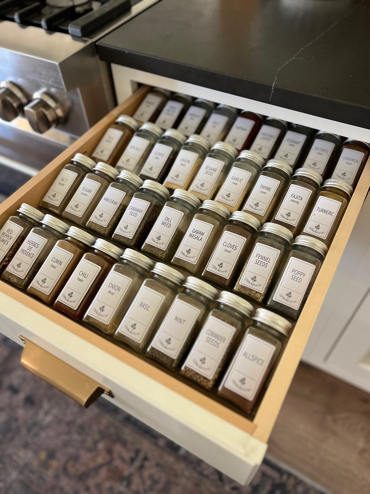 I just moved my spices to a drawer and I am so happy about it! I bought these spice jars a few years ago but just added the acrylic organizer racks. It took an 8 pack to fill this drawer and the beauty is you can expand or stack them as needed to fit the drawer 🙌🏼 

#Spicedrawer

#LTKFindsUnder50 #LTKHome