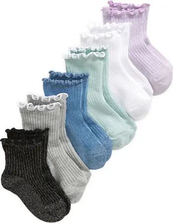 Kids' Assorted 6-Pack Lettuce Edge Ankle Socks | Nordstrom