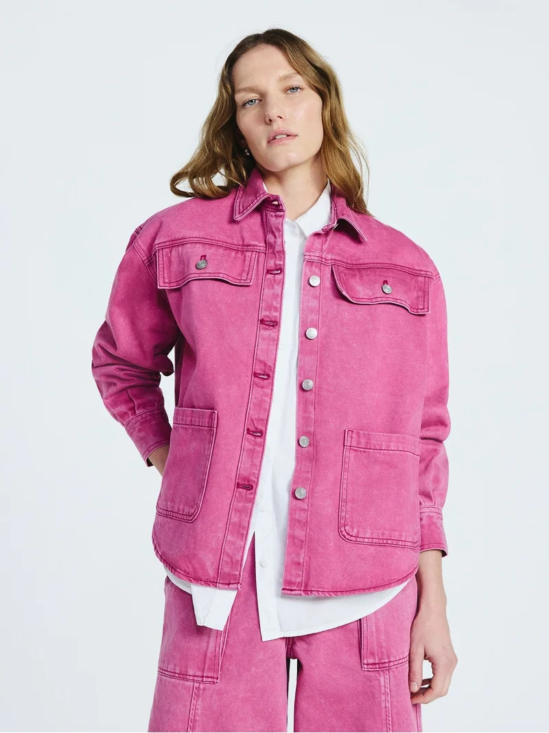 Scoop Women’s and Women’s Plus Oversized Cotton Denim Shacket, Midweight, Sizes XS-4X | Walmart (US)