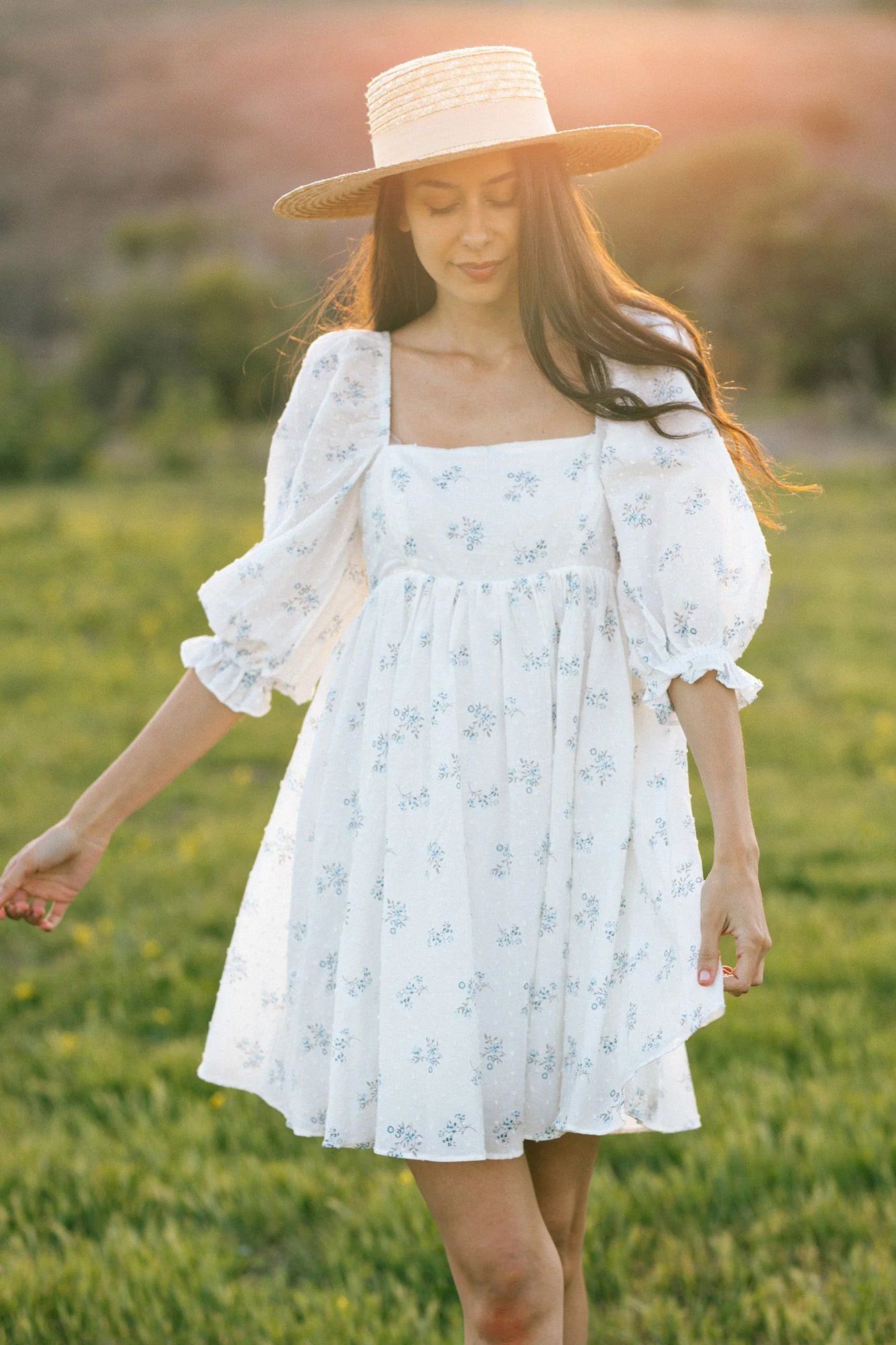 Mimi Floral Puff Sleeve Mini Dress | Morning Lavender