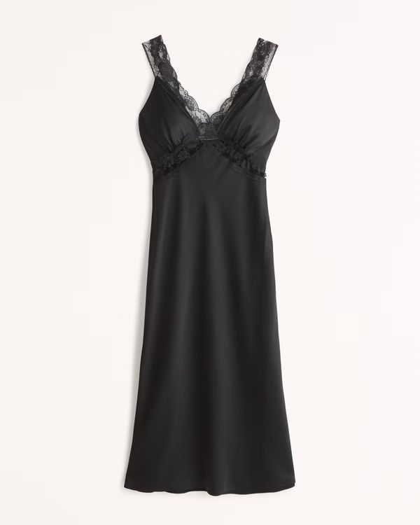 Satin Slip Midi Dress | Abercrombie & Fitch (US)