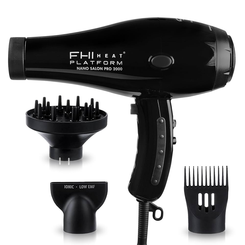 FHI HEAT Platform Nano Power Salon Pro 2000 Tourmaline Ceramic Quick Dry Hair Dryer with 3 Piece ... | Amazon (US)