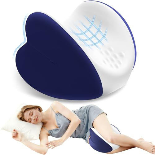 ComfyInLove Knee Pillow for Side Sleepers, Leg Pillow for Side Sleeping, Heart-Shape Memory Foam Knee Wedge Pillow, Leg Elevating Pillow for Knees, Hip, Joints, Between Legs, Blue | Amazon (US)