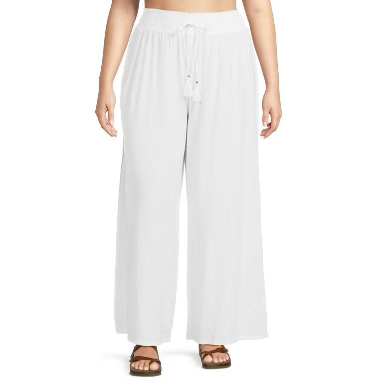 Time and Tru Women's and Women's Plus Smocked Coverup Pants, Sizes S-3X | Walmart (US)